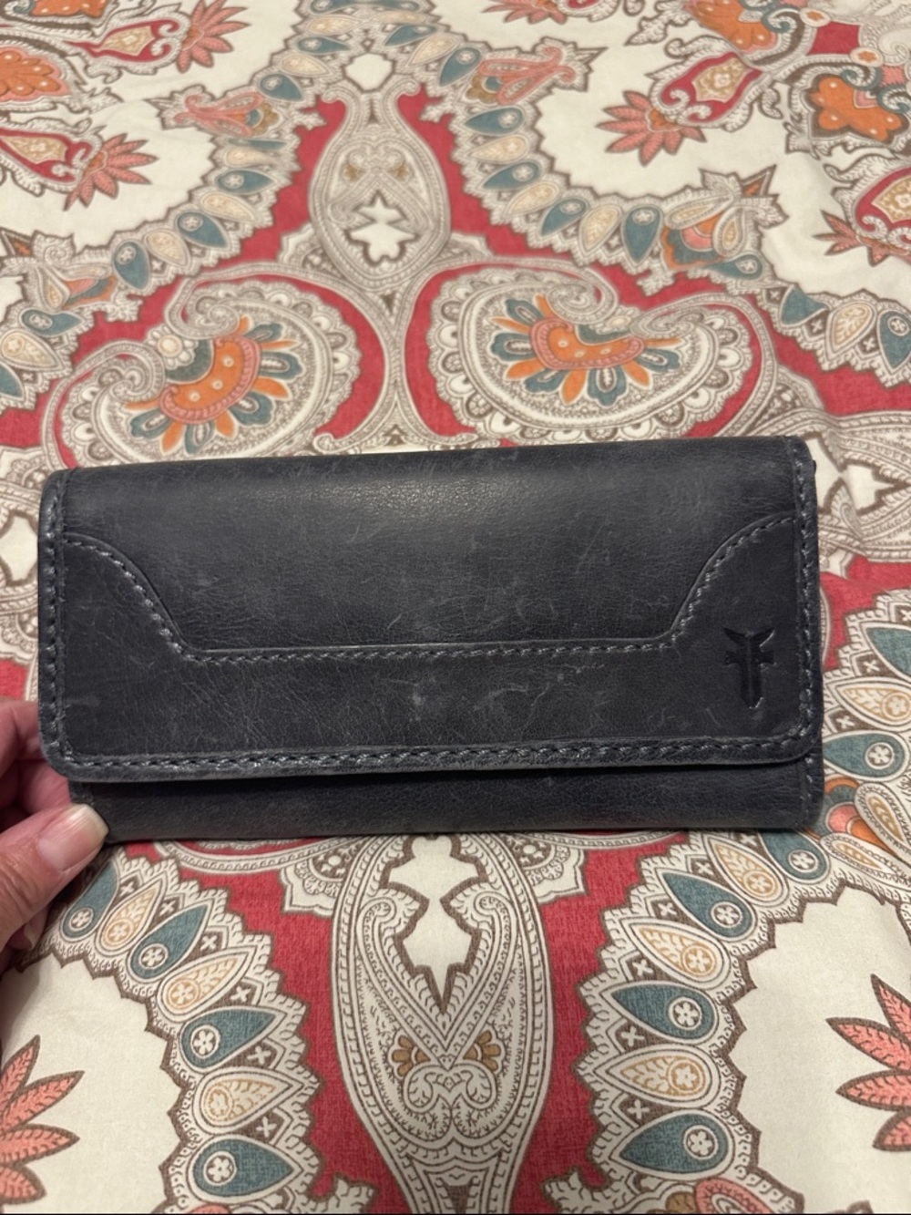 Frye Carbon Distressed Leather Trifold Wallet